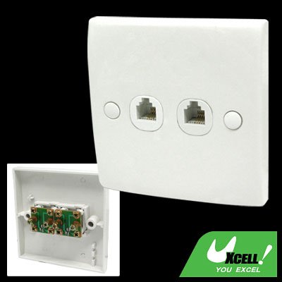 2 Gang 4 pin Home RJ11 Telephone Outlet Wall Plate