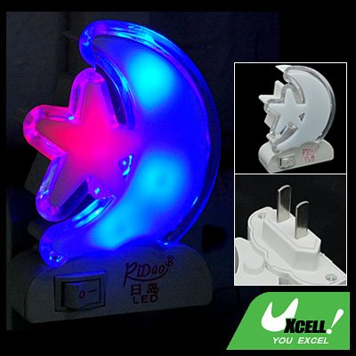 Red Star Blue Moon Light Design Bedroom LED Night Lamp