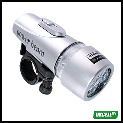 5 LED Power Beam Bike Bicycle Headlight Torch Lamp -Silver