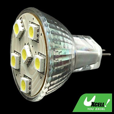 12V MR16 Spotlight Bulb White Light w/6 SMD 5050 LED