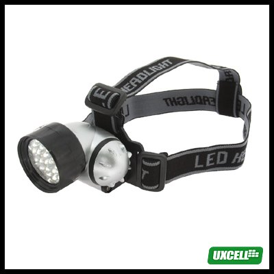 25 White LED + Head Strap Micro Headlamp Head Flashlight Silver