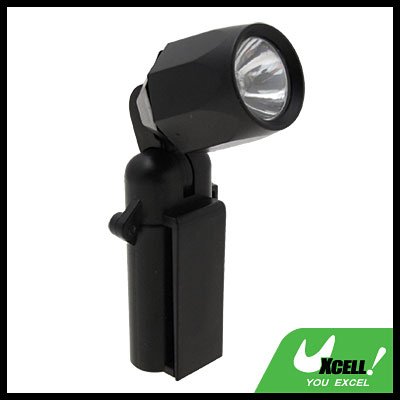 90 Degree Rotating Lamp Head Clip Torch Flashlight Black