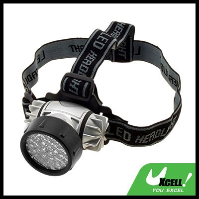 37 White LED Head Flashlight Headlamp Sliver with Head Strap