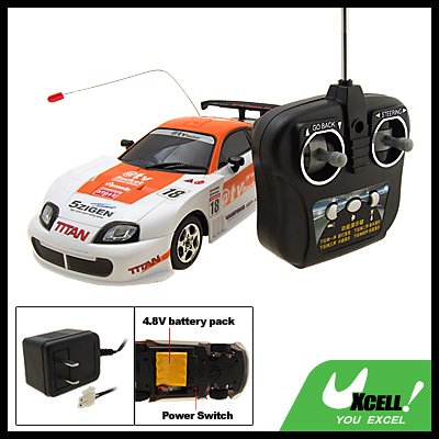 Kids Toy Remote Control Racing R/C Car White and Orange