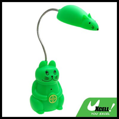 Green Cat amd Mouse LED Rechargeable Reading Lamp