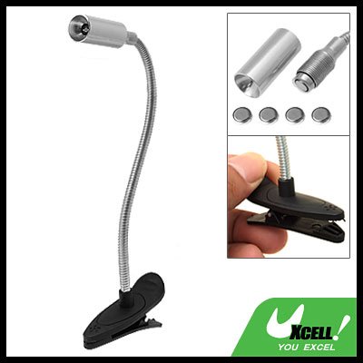 Silvery Mini Flexible Clip - On LED Light Reading Book Lamp