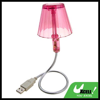 USB Desk Computer PC Lamp Metal Curly Neck Peachblow