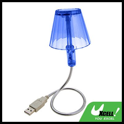 USB Desk Computer PC Lamp Metal Flexible Neck Blue