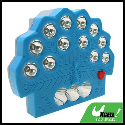 Brightness Unique Blue Peafowl 16 LED Desk Light Lamp
