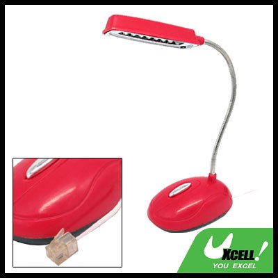 Red Telephone RJ11 Power Saved 8 LED Table Desk Reading Lamp