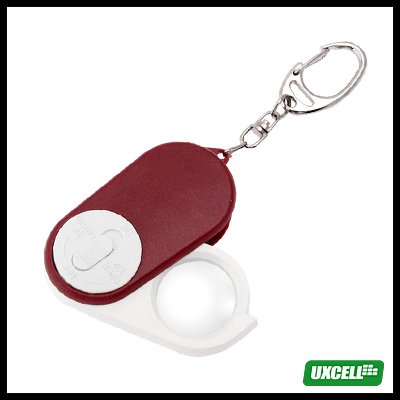 10X Key Ring Magnifier w/ LED Illuminant for Micro Part Check-White & Carmine