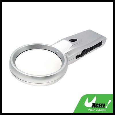 3 LED Hand Powered 2X & 8X Magnifier Magnifying Glass With Illumination & Emergency Charger