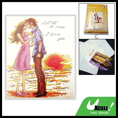 Kissing Lovers Counted Cross-Stitch Cross Stitch Pillow Kit