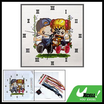 First Pure Love Clock Counted Cross Stitch Embroidery Kit