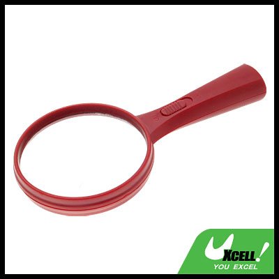 LED Illuminated Mineral Glass 5X Magnifying Glass Magnifier - Red