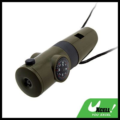Multifunctional Whistle LED Thermometer 3X Magnifier Compass
