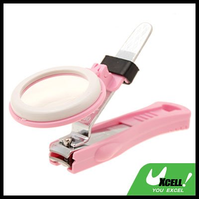 Pink Healthy Magnifier Magnifying Glass Nail Clipper Cutter
