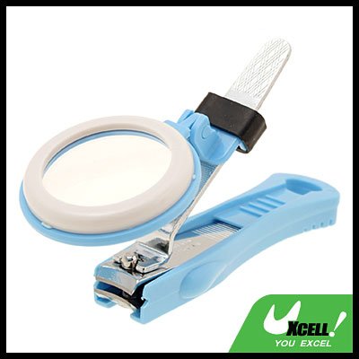 Baby Blue Healthy Magnifier Magnifying Glass Nail Clipper Cutter