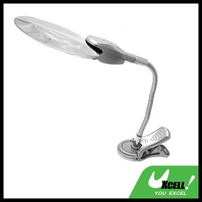 Flexible LED Magnifier Magnifying Glass Lamp Light with Clip