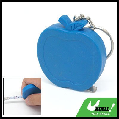 Pocket Blue Apple Retractable Tape Measure Ruler Keychain