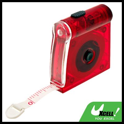 1M Red Mini Pocket Tape Measure Ruler with LED Light