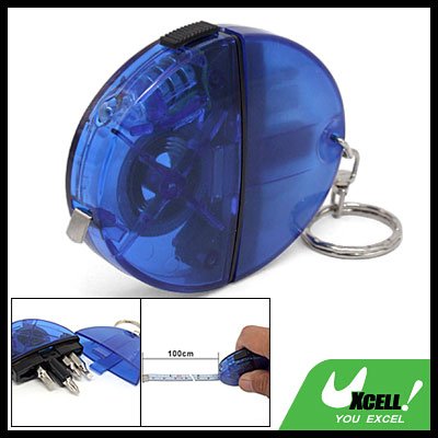 Pocket Measuring Tape Key Chain w/ Screwdriver Bits LED Light