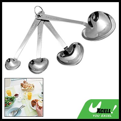 Baby Heart Shaped Stainless Steel Measuring Spoon 4 Set