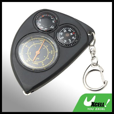 Portable 3-in-1 Mini Map Measurer Compass Thermometer Key Chain