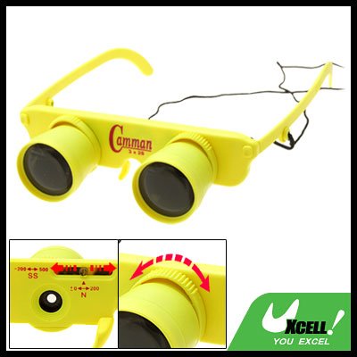 Yellow 3X Children Adjustable Focus Binoculars Eyeglass Magnifier