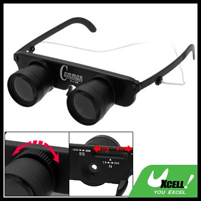 Black 3X Adjustable Focus Binoculars Eyeglass Magnifier