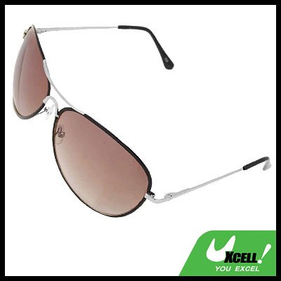 Black Metal Frame Light Brown Aviator Sunglasses