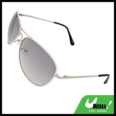 Light Grey Aviators Sunglasses in White Metal Frame