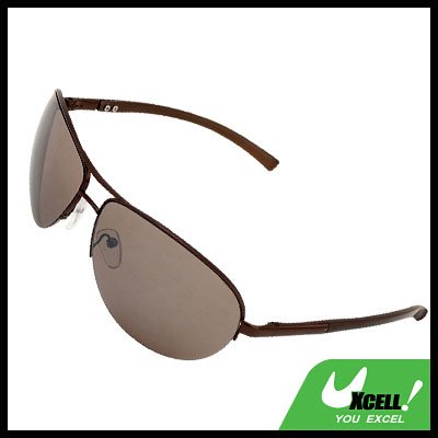 Aviator Coffee Metal Frame Men Eyeglasses Sunglasses with UV400 Protection