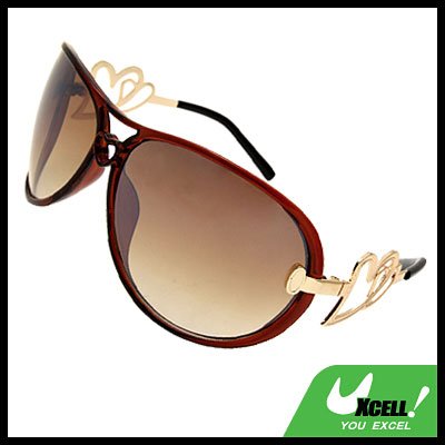 Heart Design Women's Oversized Aviator Sunglasses Brown