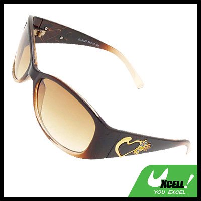 Brown Womans Stylish Heart Girls Sports Sunglasses