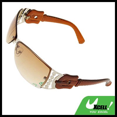 Sports Metal Frame Flower Girls Womans Brown Stylish Sunglasses