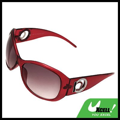 Red Unisex Men's Women's Plastic Sports Sunglasses