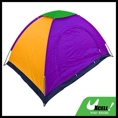 Family Couple 2 Man Tent for Outdoor Beach Camping Purple & Yellow