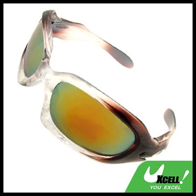 Transparent Brown Frame and Color Tinted Lens Men's Sports Sunglasses