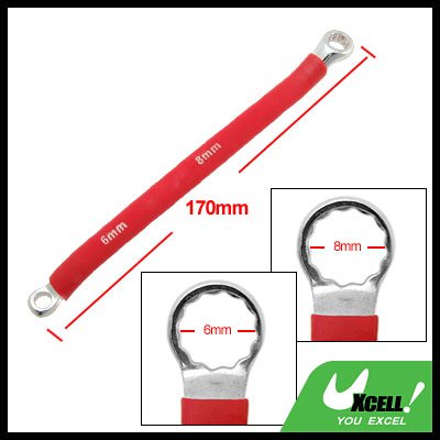 Double Side 6mm 8mm Red Soft Grip Offset Box End 12 Point Wrench Tool