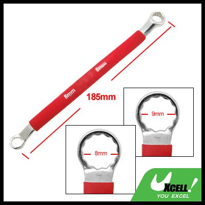 Red Soft Grip Double Side 8mm 9mm Offset Box End 12 Point Wrench Tool