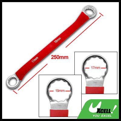Box End 17mm 19mm Double Side Red Soft Grip Offset 12 Point Wrench Tool