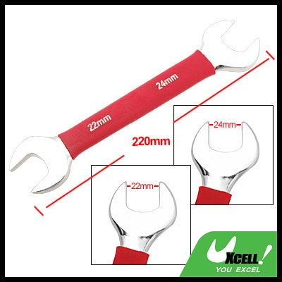 22mm 24mm Dual Open End Wrench Tool with Soft Red Grip