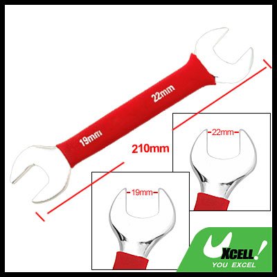 Soft Red Grip 19mm 22mm Dual Open End Wrench Tool