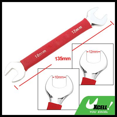 10mm 12mm Dual Open End Wrench Tool with Soft Red Grip