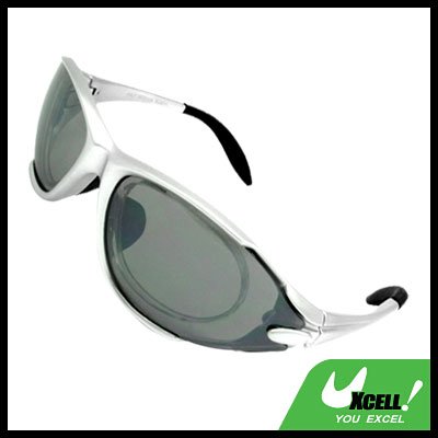 Sports Driving Sunglasses Gray Transparent Lens and Silvery Frame
