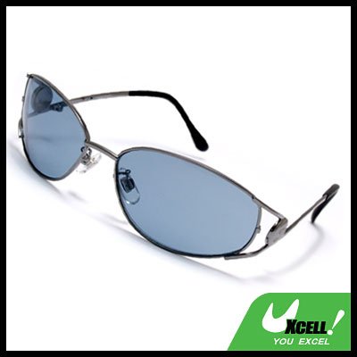 Men's Sport Sunglasses With Blue Lens & Metal Frame