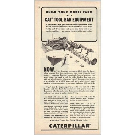 1955 Caterpillar Cat Tool Bar Equipment Implement Print Ad