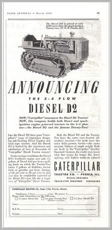 1938 Caterpillar Cat 3-4 Plow Diesel D2 Tractor Print Ad