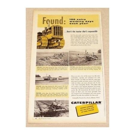 1957 Caterpillar Diesel Track Type Tractor Color Print Ad